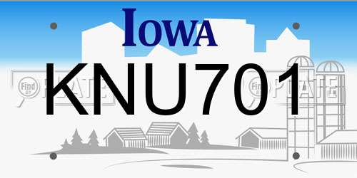 KNU701 Iowa License Plate