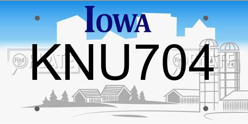 KNU704 Iowa License Plate