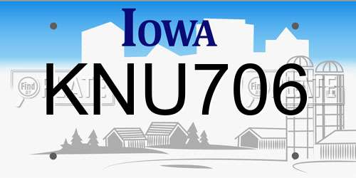 KNU706 Iowa License Plate