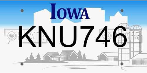 KNU746 Iowa License Plate