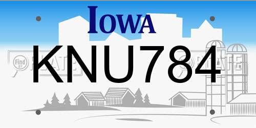 KNU784 Iowa License Plate