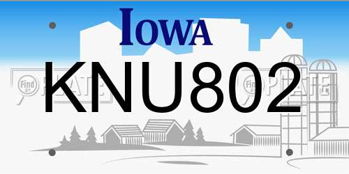 KNU802 Iowa License Plate