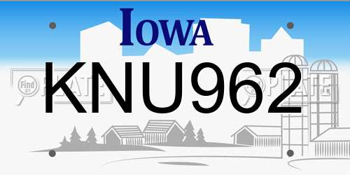 KNU962 Iowa License Plate