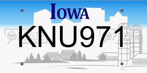 KNU971 Iowa License Plate