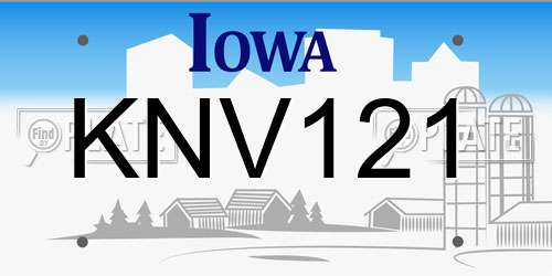 KNV121 Iowa License Plate