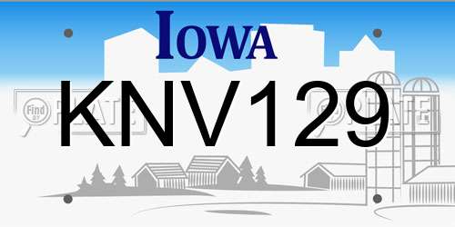 KNV129 Iowa License Plate