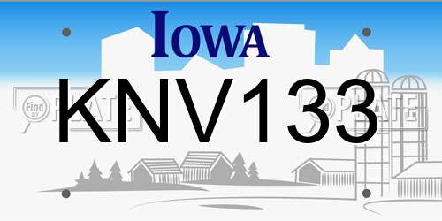 KNV133 Iowa License Plate