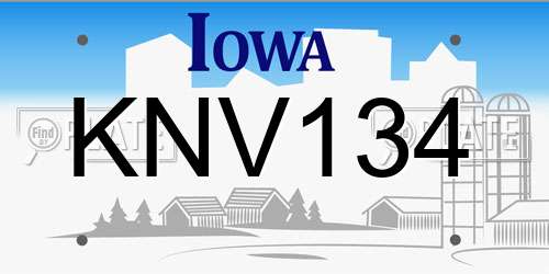 KNV134 Iowa License Plate