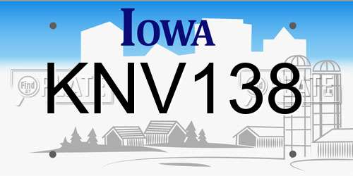 KNV138 Iowa License Plate