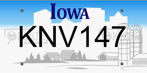 KNV147 Iowa License Plate