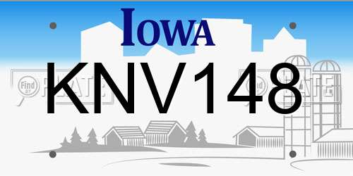 KNV148 Iowa License Plate
