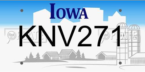 KNV271 Iowa License Plate