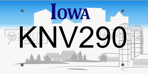 KNV290 Iowa License Plate