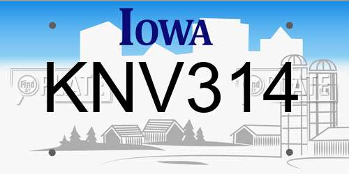 KNV314 Iowa License Plate