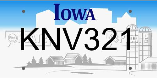 KNV321 Iowa License Plate