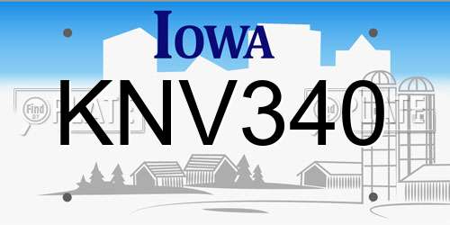 KNV340 Iowa License Plate