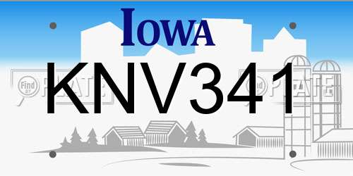 KNV341 Iowa License Plate