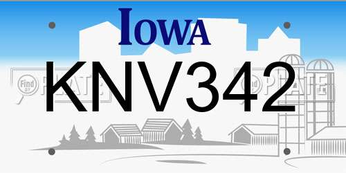 KNV342 Iowa License Plate