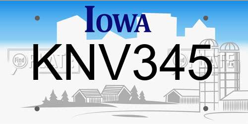KNV345 Iowa License Plate