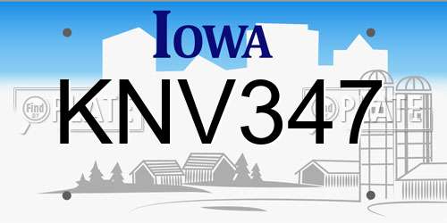 KNV347 Iowa License Plate