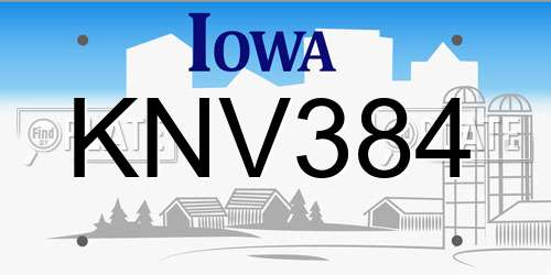 KNV384 Iowa License Plate