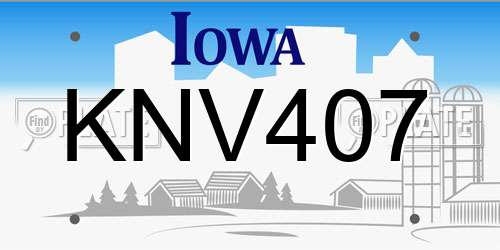 KNV407 Iowa License Plate