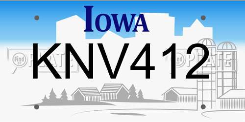 KNV412 Iowa License Plate