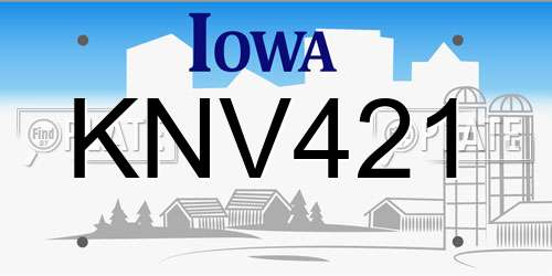 KNV421 Iowa License Plate