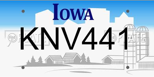 KNV441 Iowa License Plate