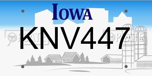 KNV447 Iowa License Plate