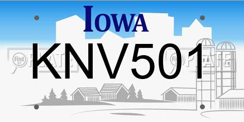 KNV501 Iowa License Plate