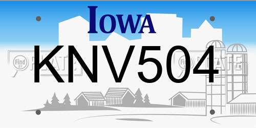 KNV504 Iowa License Plate