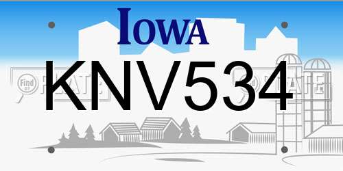KNV534 Iowa License Plate