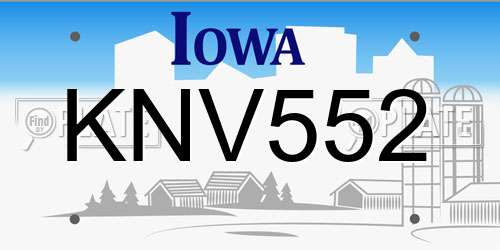 KNV552 Iowa License Plate