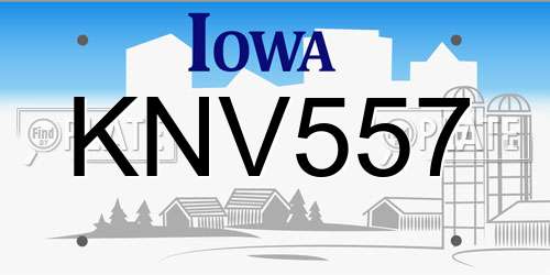 KNV557 Iowa License Plate
