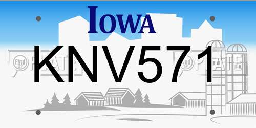 KNV571 Iowa License Plate
