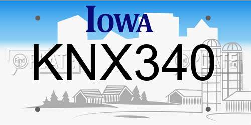 KNX340 Iowa License Plate