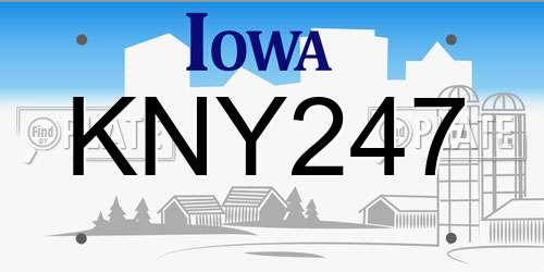 KNY247 Iowa License Plate