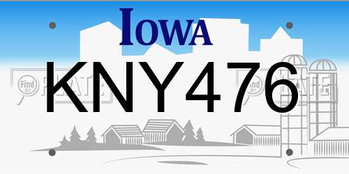 KNY476 Iowa License Plate