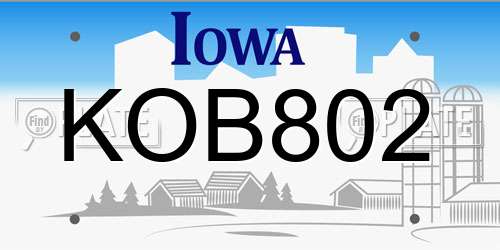 KOB802 Iowa License Plate