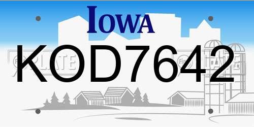 KOD7642 Iowa License Plate