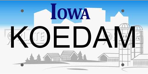 KOEDAM Iowa License Plate