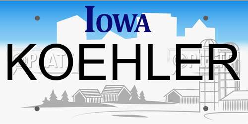 KOEHLER Iowa License Plate