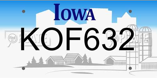 KOF632 Iowa License Plate