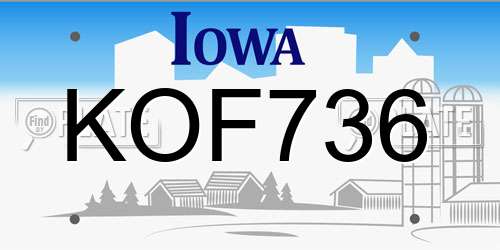 KOF736 Iowa License Plate