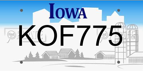 KOF775 Iowa License Plate