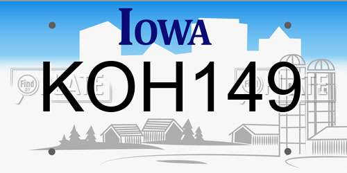 KOH149 Iowa License Plate