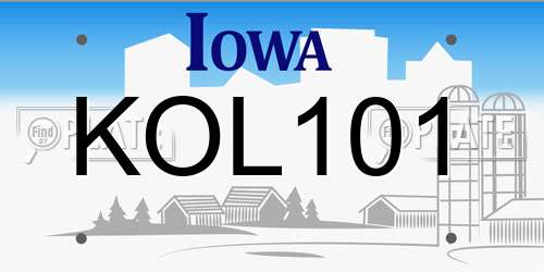 KOL101 Iowa License Plate