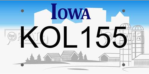 KOL155 Iowa License Plate