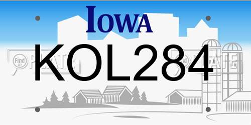 KOL284 Iowa License Plate